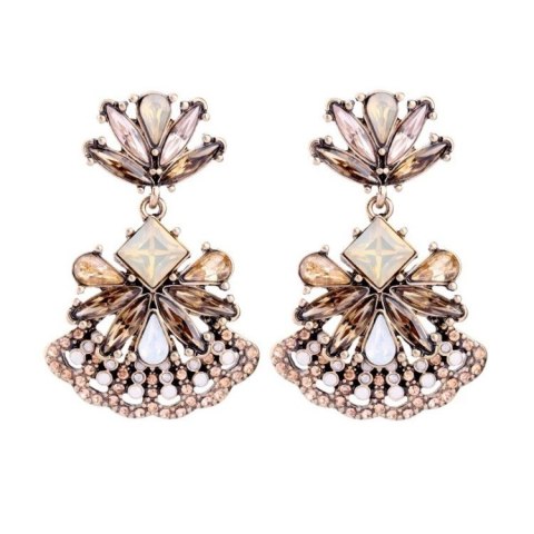 Kolczyki wiszące dżetowe zdobione K1013