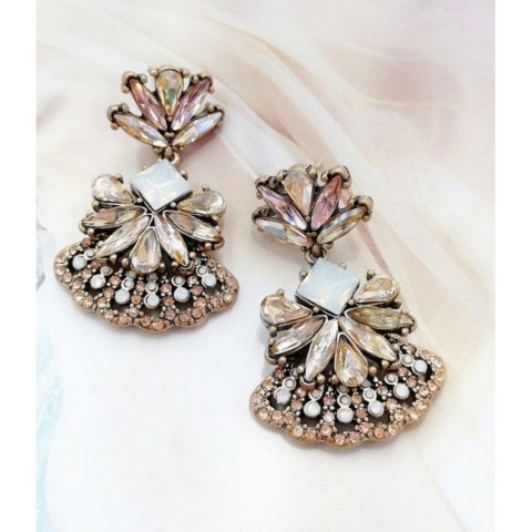 Kolczyki wiszące dżetowe zdobione K1013