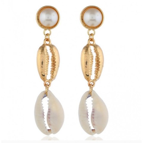 Kolczyki wiszące z muszelką złote K1112