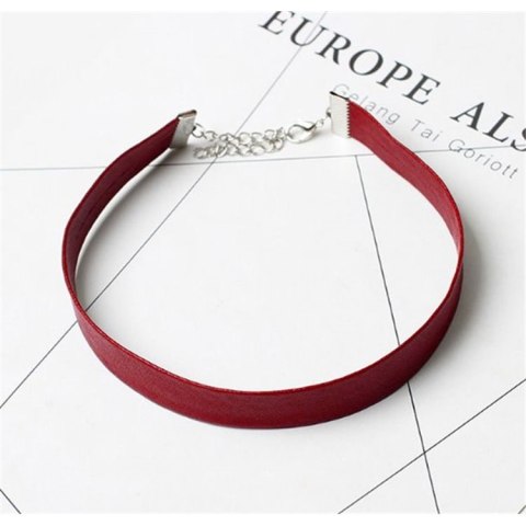 NASZYJNIK CHOKER SKÓRZANY - CZERWONY N480CZE