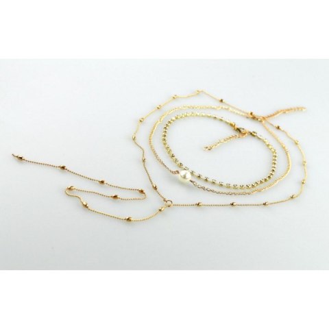 NASZYJNIK CHOKER TRZYCZĘŚCIOWY Z PEREŁKĄ I KRYSZTAŁKAMI N546