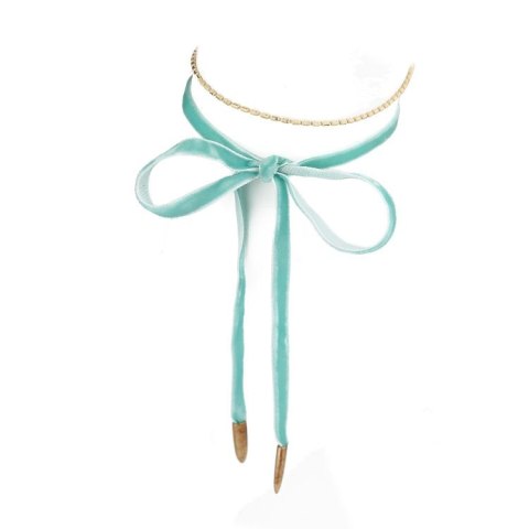 NASZYJNIK CHOKER VELVET CHAIN - MIĘTOWY N485M