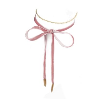 NASZYJNIK CHOKER VELVET CHAIN - RÓŻOWY N485R