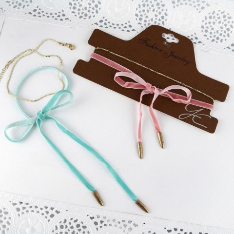 NASZYJNIK CHOKER VELVET CHAIN - RÓŻOWY N485R