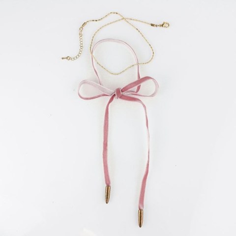 NASZYJNIK CHOKER VELVET CHAIN - RÓŻOWY N485R