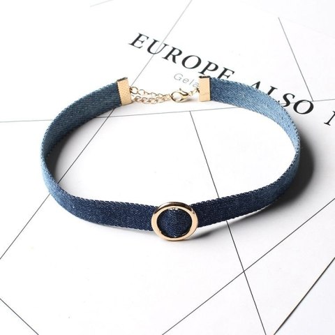 NASZYJNIK DENIM CHOKER Z KÓŁECZKIEM - N470