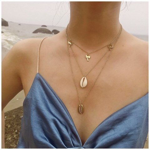 Naszyjnik multi celebrytka muszelki N655N