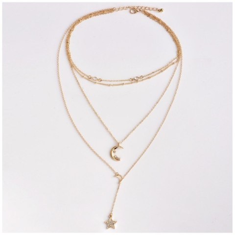 Naszyjnik multi księzyc gwiazdka złoty N656N