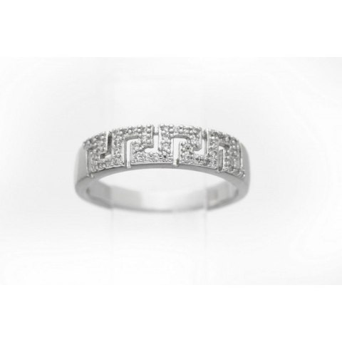 PIERŚCIONEK ZE STALI CHIRURGICZNEJ PLATEROWANEJ BIAŁYM ZŁOTEM Z KRYSZTAŁKIEM PST432, Rozmiar pierścionków: US7 EU14