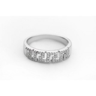 PIERŚCIONEK ZE STALI CHIRURGICZNEJ PLATEROWANEJ BIAŁYM ZŁOTEM Z KRYSZTAŁKIEM PST432, Rozmiar pierścionków: US7 EU14