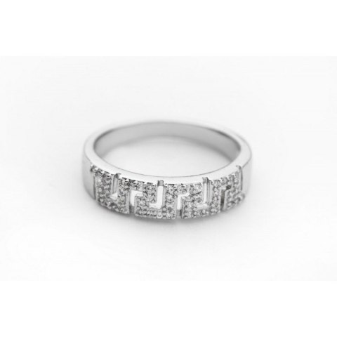 PIERŚCIONEK ZE STALI CHIRURGICZNEJ PLATEROWANEJ BIAŁYM ZŁOTEM Z KRYSZTAŁKIEM PST432, Rozmiar pierścionków: US7 EU14