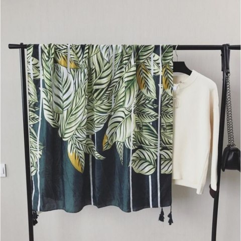 SZAL CHUSTA Print ZIELEŃ Bawełna SZALS37