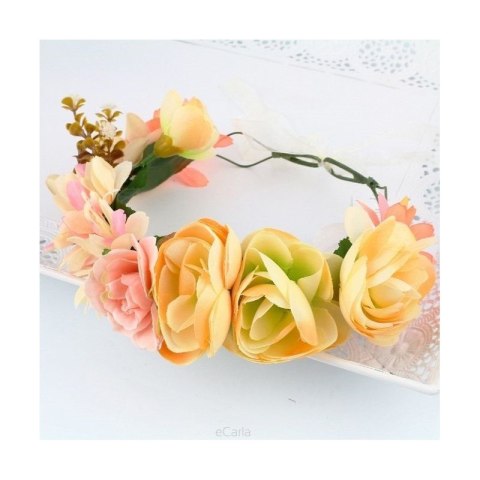 Wianek, opaska do włosów z kwiatów, delikatny wianuszek BOHO W1K