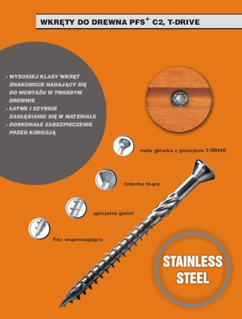WKRĘT DO DREWNA TWARDEGO TROPIC C2 4*30MM T15 UN
