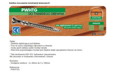 WKRĘT DO DREWNA TWARDEGO TROPIC C2 4*30MM T15 UN