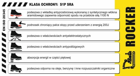 PÓŁBUTY BEZPIECZNE VERDE S1P SRA ROZMIAR 41 ROCKER