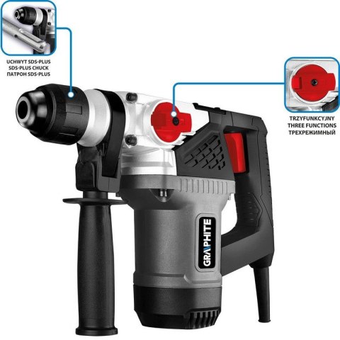 MŁOT UDAROWY OBROTOWY SDS+ 900W, UDAR 4J WALIZKA GRAPHITE