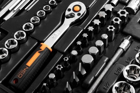 ZESTAW KLUCZY NASADOWYCH 1/2'',3/8'',1/4'' 233 CZĘŚCI NEO