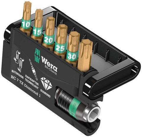 ZESTAW BITÓW BIT-CHECK 7 TX DIAMOND 1, 7 CZ WERA