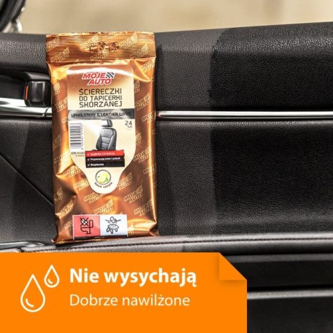 ŚCIERECZKI DO TAPICERKI SKÓRZANEJ - CYTRYNA - 24 SZTUKI MOJE AUTO