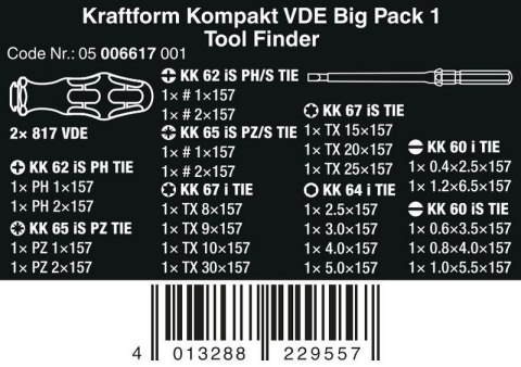 ZESTAW WKRĘTAKÓW KRAFTFORM KOMPAKT VDE BIG PACK 1, 26 CZ. WERA