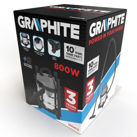 ODKURZACZ PRZEMYSŁOWY 800W 12L ZBIORNIK NIERDZEWNY GRAPHITE