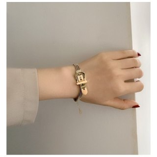 Bransoletka stal chirurgiczna platerowana złotem pasek BST1027