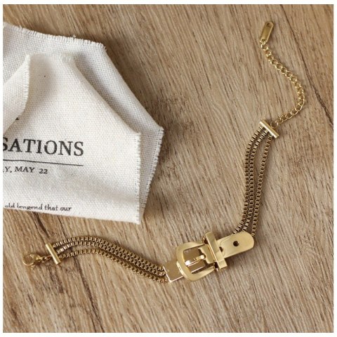 Bransoletka stal chirurgiczna platerowana złotem pasek BST1027