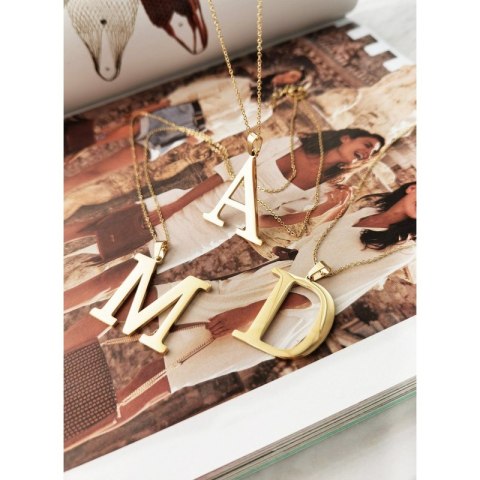 Naszyjnik stal chirurgiczna literka platerowana złotem NST100L