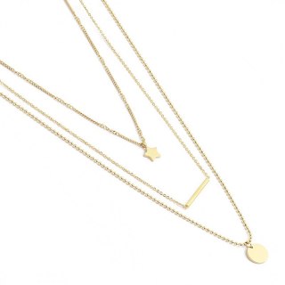 Naszyjnik stal chirurgiczna platerowany złotem NST1296