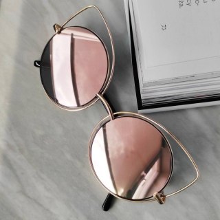 OKULARY LUSTRZANE KOCIE OCZY - RÓŻOWE OK86WZ3