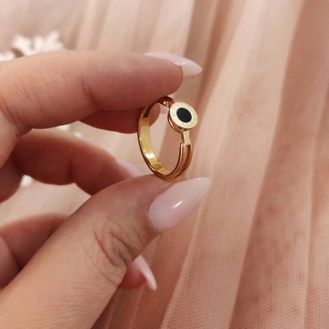 Pierścionek stal chirurgiczna platerowana złotem PST595, Rozmiar pierścionków: US9 EU20