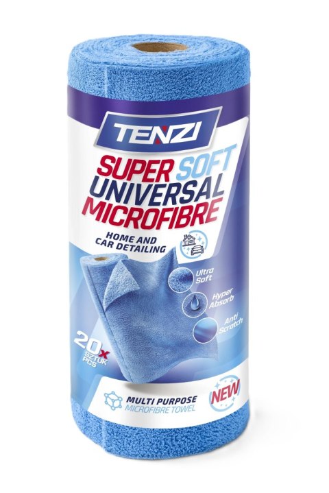 ŚCIERECZKI Z MIKROFIBRY 35*35CM NA ROLCE NIEBIESKIE 20 SZT TENZI