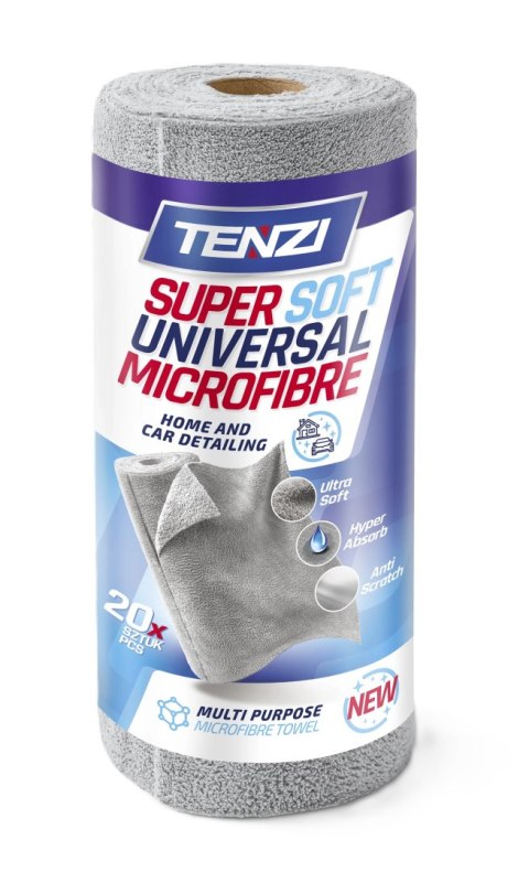 ŚCIERECZKI Z MIKROFIBRY 35*35CM NA ROLCE SZARE 20 SZT TENZI