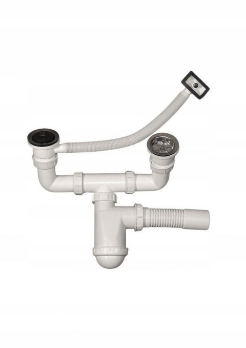 SYFON ZLEWOZMYWAKOWY 2 KOMOROWY - Z PRZELEWEM ELASTYCZNYM. 3M