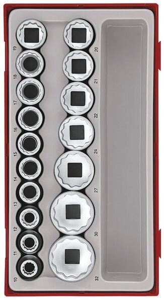 ZESTAW NASADEK 12-KĄTNYCH CHWYT KWADRATOWY 1/2'' 17CZ TENG TOOLS