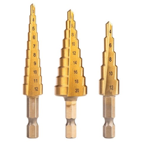 ZESTAW WIERTEŁ STOPNIOWYCH HSS TIN 3-20 MM HEX 3 SZT. NEO