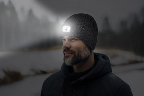 CZAPKA Z LATARKA LED RGB GRAFITOWA NEO