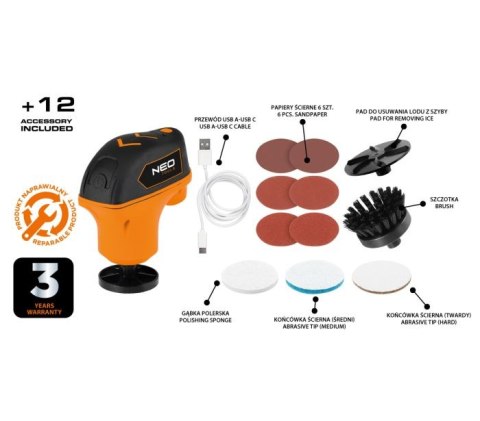 MINI URZĄDZENIE WIELOFUNKCYJNE/POLERKA 4V LI-ION USB-C NEO