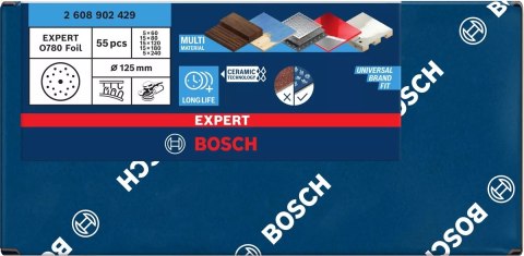 KRĄŻEK ŚCIERNY FOLIA EXPERT O780 125MM 55PC BOSCH