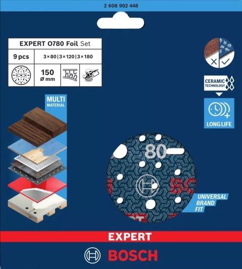 KRĄŻEK ŚCIERNY FOLIA EXPERT O780 150MM 9PC BOSCH