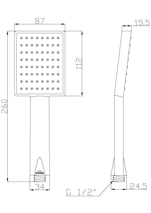 SŁUCHAWKA NATRYSKOWA PATRAS 1-FUNKCYJNA CHROM INVENA