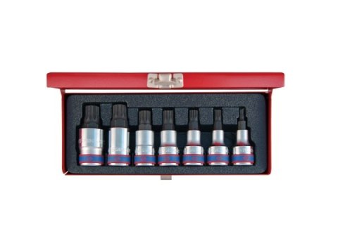 ZESTAW NASADEK Z KOŃCÓWKĄ SPLINE 1/2'' 7 CZ. KRÓTKIE M6-M18 KING TONY