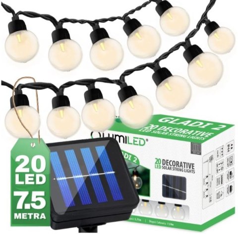 GIRLANDA SOLARNA GLADI 2, 30 LED G40 16,7M UN