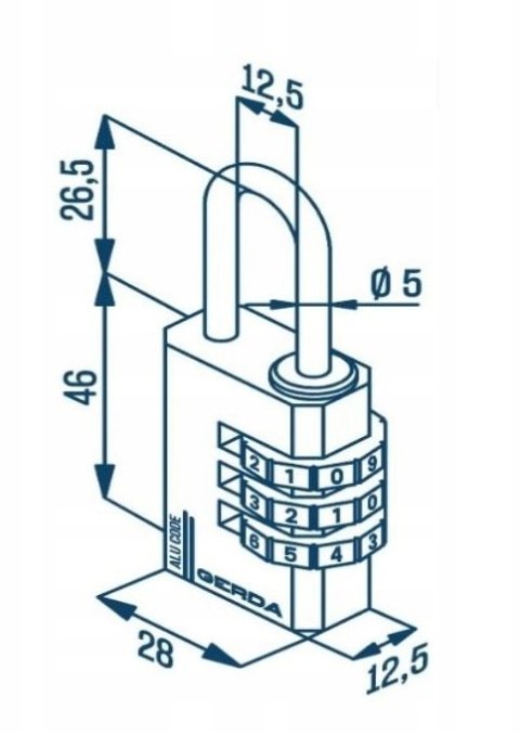 KŁÓDKA PAŁĄKOWA ALUMINIOWA SZYFROWA 3 DYSKI KAS S30 CZARNA GERDA