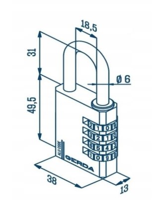 KŁÓDKA PAŁĄKOWA ALUMINIOWA SZYFROWA 4 DYSKI KAS S40 CZARNA GERDA