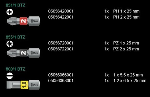 RĘKOJEŚĆ KRAFTFORM Z UCHWYTEM DO BITÓW 1/4' 6 CZĘŚCI WERA
