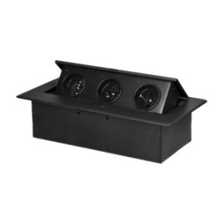 GNIAZDO MEBLOWE WYSUWANE Z BLATU 3X2P+Z U CZARNE ORNO