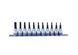 KPL.NASADEK TORX Z OTWOREM 3/8'' 11CZĘŚCI T8-T50 SZYNA KING TONY