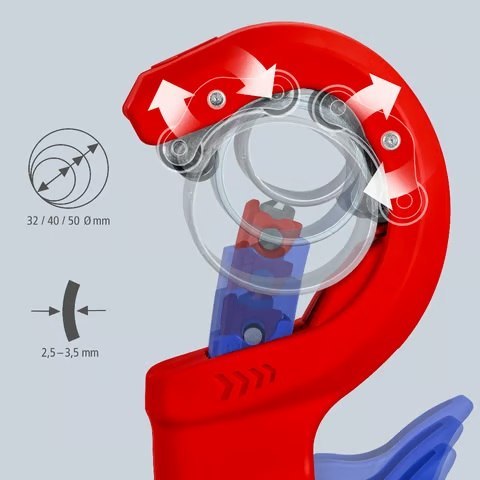 OBCINAK DO RUR GRUBOŚCIENNYCH Z TWORZYW SZTUCZ. 32,40,50MM KNIPEX